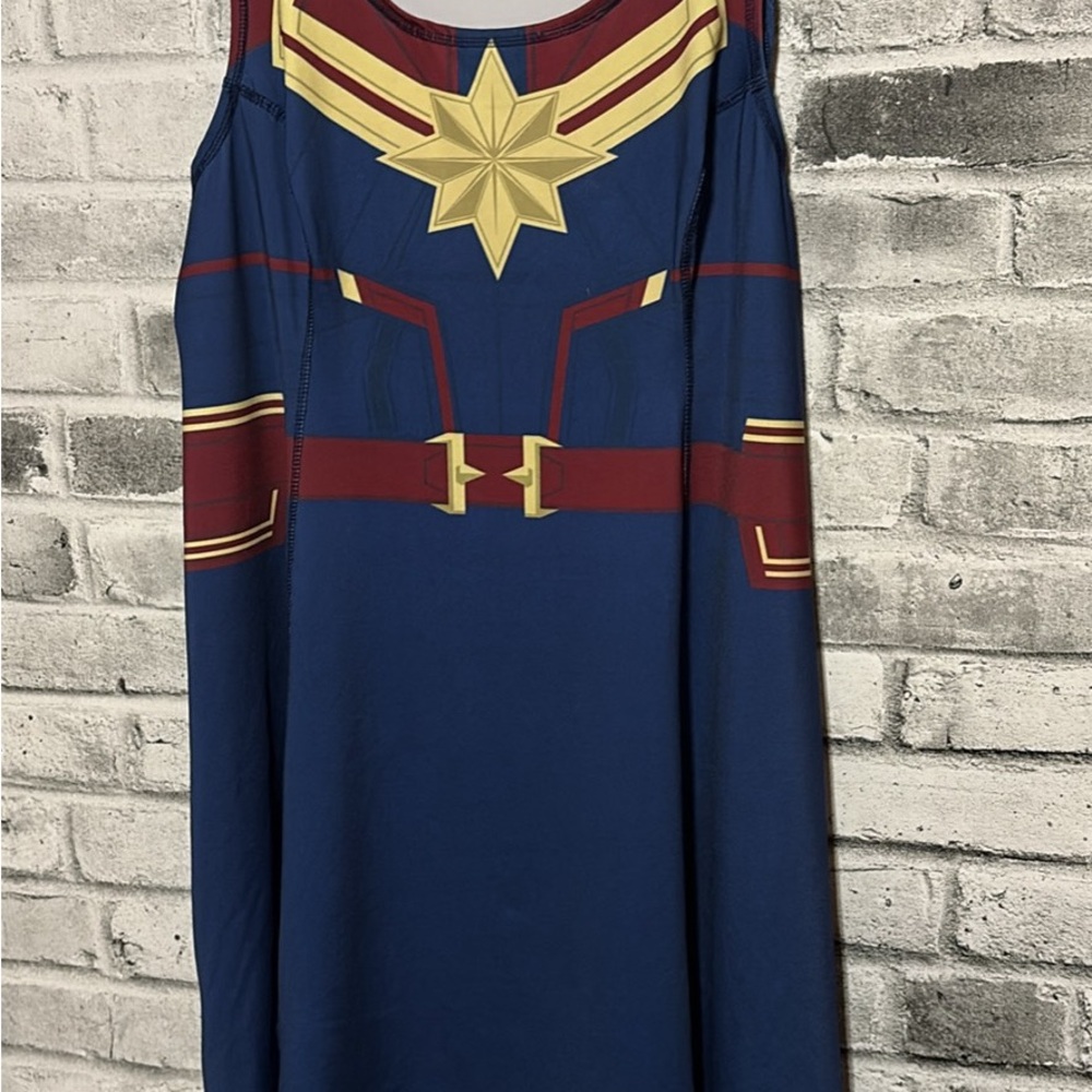 Her Universe Captain Marvel Top with Red and Blue Accents